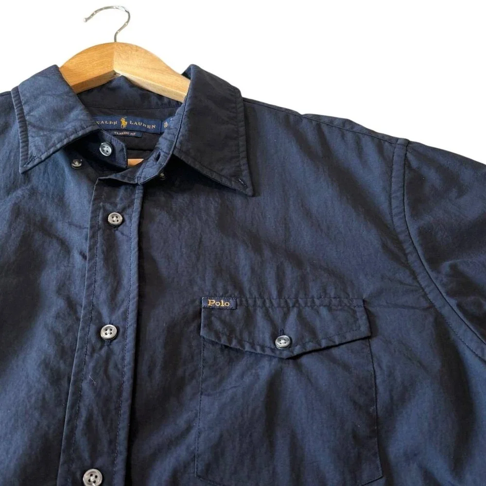 Polo Ralph Lauren Mens XL Classic Fit Navy Blue Button Down Utility Shirt Jacket